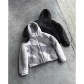 Hearujoy Retro Fashion Contrast Zipper Jackets Punk Casual Loose Coat women New Y2k European and American Street Gothic Punk Harajuku Top